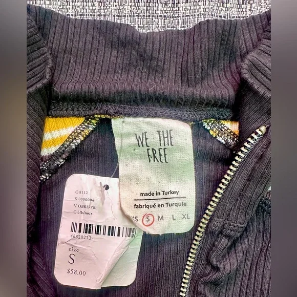 We The Free Black and Yellow Striped Mock Neck Zip Up Tank Top- Womens Small - Picture 4 of 5